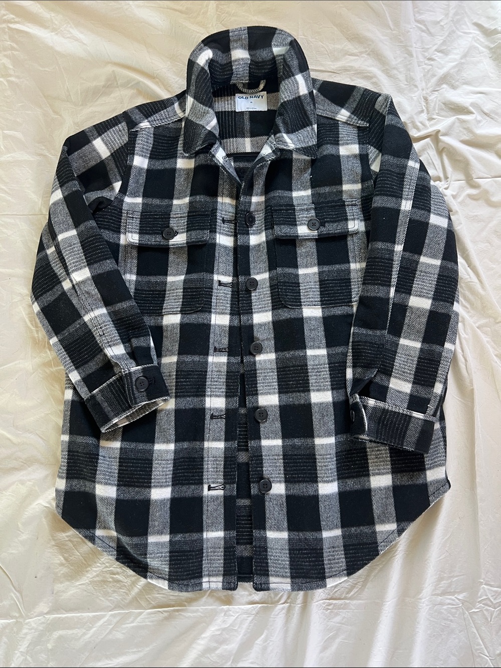 Old Navy Black & White Plaid Button-Up Shacket